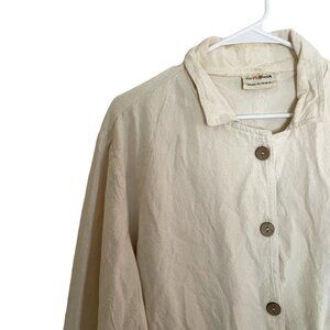 Sunflower vintage cream collared button down long sleeved top pockets shirt